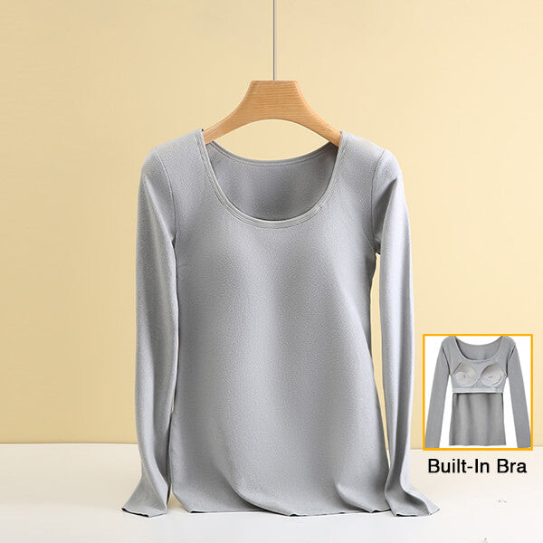 Long Sleeve Thermal Top with Built-in Bra