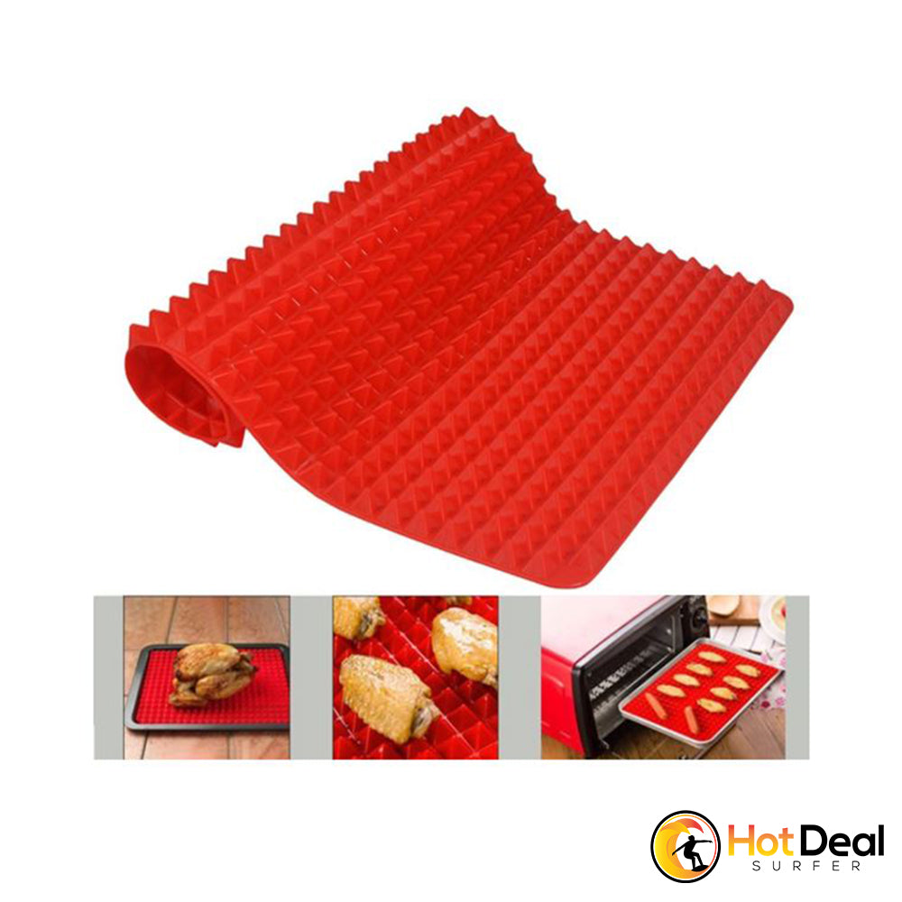 Non Stick Silicone BBQ Pyramid Pan Fat Reducing Slip Oven Baking Barbecue Charcoal Grill Oil Filter Pad Tray Sheet Cooking Mat